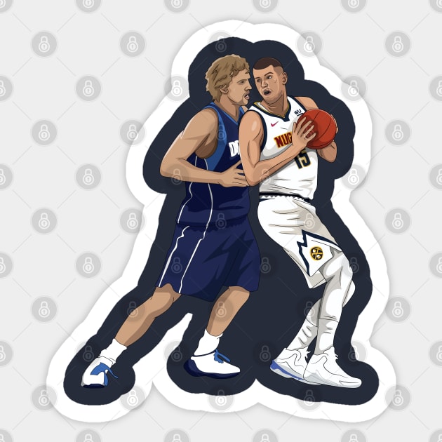 Dirk vs Jokic Sticker by xavierjfong